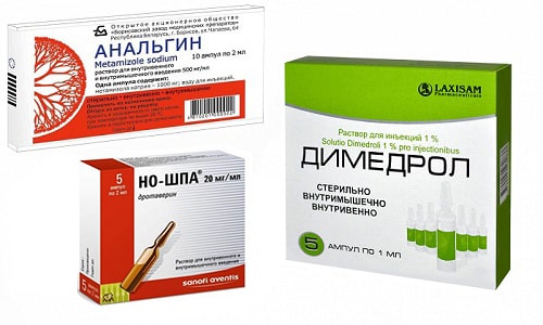Анальгин, Димедрол и Но-шпа часто используются для быстрого купирования лихорадочного синдрома и болевых ощущений